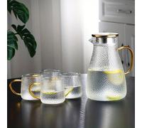 TEMU Jarra de Agua de Vidrio, Jarra de Vidrio de Gran Capacidad, Vaso de Vidrio, Vaso de Agua Fría de Vidrio, Tetera de Flores, Jarra de Vidrio Resistente al