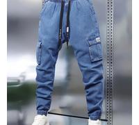 TEMU Jeans de trabajo para hombre, , diseño ajustado, 6 bolsillos, tejido microelástico , cintura elástica, ideales para el trabajo, el ocio y todas