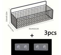 TEMU Juego de 1 cesta de almacenamiento de metal para montaje en pared - 1 cesta + , estante de baño sin taladro, organizador vintage para baño
