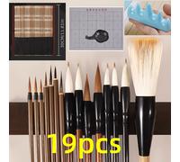 TEMU Juego de 10/15/19 pinceles de caligrafía y pintura con chino - Pluma prémium para acuarela y caligrafía tradicional, para artistas, para uso artístico profesional