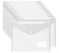 TEMU Juego de 10 carteras de plástico transparentes A4, carpetas para documentos con sobres, con cierres de botón y bolsillos para etiquetas, ideal para organizar en casa, en o en
