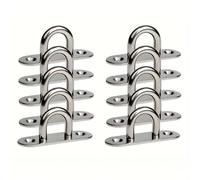TEMU Juego de 10 ganchos de tornillo de acero inoxidable - Placa de ojo M5 con anillo, montaje resistente para techo y pared para elevación marina, giratorio 360°, resistente a la corrosión