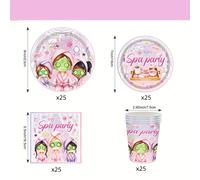 TEMU Juego de 100 Piezas, Set de Vajilla Desechable para Temática SPA, Platos de Papel, Servilletas y Vasos, No Laminados