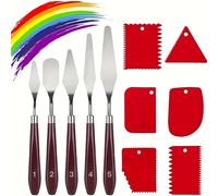 TEMU Juego de 11 Espátulas para Pintor - 5 Acero Inoxidable y 6 Raspadores Plásticos para Pasta Texturizada, Herramientas de Pintura Acrílica y Óleo/Aguada