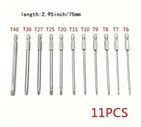 TEMU Juego de 11 puntas Torx de precisión con forma de estrella, acero S2, de 75 mm, tamaños -T40, kit de herramientas para mecánicos y el hogar con hexágono para de vehículos y eléctrico