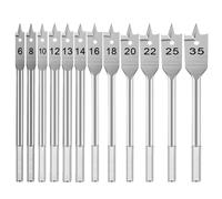 TEMU Juego de 12 Brocas de Pala 6-, Acero, con Mango de Cambio Rápido de 1/4" y Extensor de Broca de 6", Ideal para Máquinas de Corte de Agujeros y Carpintería