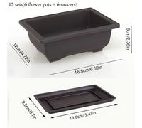 TEMU Juego de 12 macetas clásicas de arcilla (6 macetas + 6 platillos) con bandeja de drenaje, material plástico duradero, adecuado para suculentas, bonsáis y plantación en interiores y exteriores