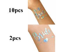 TEMU Juego de 12 Pegatinas de Tatuajes Plateados "Novia a Ser" y "Equipo de " - Decoraciones para Despedida de Soltera y de Boda, Perfectas para Damas de Honor y Celebraciones de , para