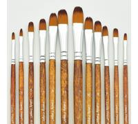TEMU Juego de 12 Pinceles - Calidad Profesional para Artistas con Punta Sintética de Nailon y Mango Texturizado, para Acrílico, Óleo y Aguada - Materiales para Artistas y