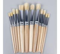 TEMU Juego de 12 pinceles plantillas redondos profesionales con de madera y cerdas para acuarela y pintura artesanal