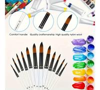 TEMU Juego de 12 Pinceles Redondos de Nylon para Pintura Acrílica, al Óleo y Acuarela, Calidad Profesional para Artistas, con Cortos y Virolas Antioxidantes