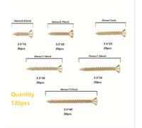 TEMU Juego de 120 tornillos autorroscantes M3.5 de resistencia, color, cabeza y cabeza avellanada para madera, tornillos Phillips para tablero de fibra, fijaciones de hardware para tornillos de madera