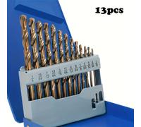 TEMU Juego de 13 brocas de cobalto - Brocas M35 para metal, fundición, madera y plástico - Estuche metálico duradero, brocas para metalurgia | Brocas duraderas | Brocas para metal