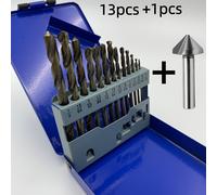 TEMU Juego de 13 brocas M35 HSS de resistencia para metal, fundición, madera y plásticos + 1 broca de de torsión con metálica duradera, herramientas de perforación profesionales y de bricolaje