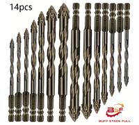 TEMU Juego de 14 Brocas de BUFF, Eficiencia y Resistencia al , Brocas Eclípticas de Dientes para Taladro, Adecuadas para Perforación en Azulejos, Cerámica, Vidrio, Mármol y Acero Inoxidable