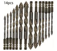 TEMU Juego de 14 brocas de : diseño de 4 hojas dentadas para eficiencia y resistencia al . Ideal para perforación en azulejos, cerámica, vidrio, mármol, hormigón.