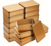 TEMU Juego de 14 cajas rectangulares de metal con tapas, latas vacías con bisagras para organizar dulces, , regalos, recuerdos y materiales de manualidades