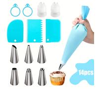 TEMU Juego de 14 piezas de boquillas de acero inoxidable para , con bolsas para decorar, 3 raspadores y adaptador para decorar pasteles, galletas y crema