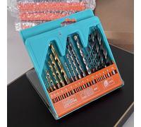 TEMU Juego de 16 brocas con acero de velocidad y revestimiento helicoidal, ideal para perforación en construcción en materiales como metal, cemento, paredes de ladrillo, madera y plástico
