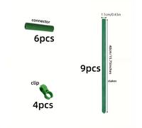 TEMU Juego de 19 Estacas de Jardín Ajustables - Varillas de Soporte de Metal Recubiertas de Plástico Duradero de " a 78.7", 9 Piezas con 6 Conectores y 4 Clips para Tomate, , y Uvas, Verde