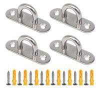 TEMU Juego de 2/4 piezas de ganchos de acero inoxidable de soporte de carga, hebillas fijas , hebillas para puertas, asientos de placa fija con tornillos de montaje, para techos, paredes y barcos