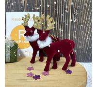 TEMU Juego de 2 Adornos Colgantes de Reno Navideño con Bufandas, un Colgante de Reno en Premium, Adorno para Árbol de Navidad, Elegante Adorno de Reno Pequeño y de Reno para Escritorios de Oficina