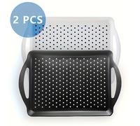 TEMU Juego de 2 bandejas para servir con antideslizantes, diseñadas para aperitivos, frutas, postres y desayuno. Son aptas para lavavajillas, fabricadas en polipropileno de calidad .