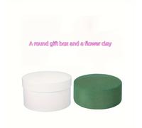 TEMU Juego de 2 cajas redondas para regalos con y espuma floral, Cajas redondas para arreglos florales, Suministros para flores del Día de la y boda de damas de honor
