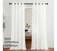 TEMU Juego de 2 cortinas blancas bohemias elegantes y transparentes, diseño de bolsillo para barra, 80Gsm, ideal para la decoración de dormitorios y salas de estar