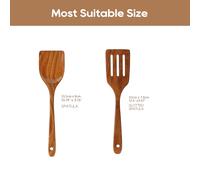 TEMU Juego de 2 cucharas de cocina multifuncionales de calidad, juego de espátulas de cocina de madera, mango ergonómico y , de material de madera resistente al y fácil de limpiar