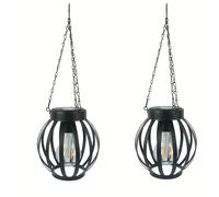 TEMU Juego de 2 farolillos solares de metal decorativos para exterior, luces colgantes para exterior, para jardín, patio, farolillos de exterior