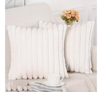 TEMU Juego de 2 fundas de almohada decorativas reversibles de , fundas de cojín suaves a rayas para tu sofá o dormitorio