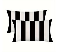 TEMU Juego de 2 fundas de cojín de felpa corta a rayas , impresión a cara, 12x20 pulgadas, adecuadas para sofá, , dormitorio, decoración del hogar, sin relleno