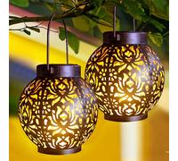 TEMU Juego de 2 Luces Colgantes Decorativas Solares de Hierro para Exteriores, Ideales para Jardín y Césped