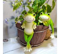 TEMU Juego de 2 Macetas Colgantes Decorativas con Diseño de Rana - Adorno para Jardín y Hogar en Resina, Ideal para Decoración Exterior o Interior