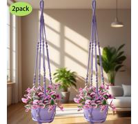 TEMU Juego de 2 macetas de macramé, macetas colgantes para plantas de interior, decoración bohemia para el hogar, regalo para