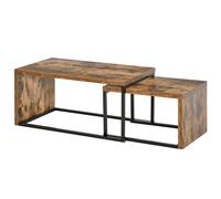 TEMU Juego de 2 Mesas de Mesitas de Café con Patas de Metal Estilo Industrial para Salon Comedor 90x48x42 cm y 59x42x36 cm Marron