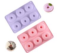 TEMU Juego de 2 moldes de silicona para donas, bandejas de horneado antiadherentes y resistentes al con 12 cavidades para pasteles caseros, aptas para microondas, perfectas para hornear donas y