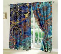TEMU Juego de 2 Paneles de Tratamientos de Ventanas Boho Mandala Gypsy, Cortina Bohemia, Divisor de Habitación, Blackout, , Cortina Translúcida para Colgar en la Pared, Tapiz, Cortinas Indias