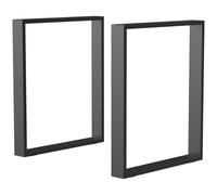 TEMU Juego de 2 Patas de Mesa de Acero 60x72 cm Patas Rectangular de Mesa para Muebles de Bricolaje Estilo Industrial con Tornillos y Protectores de Suelo Negro
