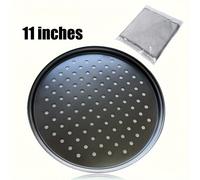 TEMU Juego de 2 piezas, 1 bandeja para pizza con orificio y 1 paño de limpieza, bandeja antiadherente perforada, ideal para uso en hogar, restaurante o hotel