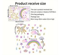 TEMU Juego de 2 piezas, 30*40cm*2pcs, calcomanías estáticas para ventanas de cristal de unicornio , estrella, de lluvia, luz solar iridiscente para escaparates