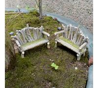 TEMU Juego de 2 piezas Retro Mini Sillón de Madera Taburete Mesa y Silla Micro Paisaje Decoración de Jardinería de Suculentas Ornaments Pastores Pequeños