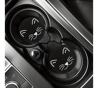 TEMU Juego de 2 posavasos absorbentes de agua con estampado de gato para portavasos de coche - Accesorios de interior de coche para mujer, posavasos para vehículos y escritorio del hogar