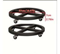TEMU Juego de 2 Soportes para Plantas Metálicos Negros con Ruedas Giratorias Bloqueables, Base Rodante Redonda con Ruedas 360° - Ideal para Interior y Exterior en Hogar o Jardín