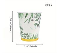 TEMU Juego de 20 piezas con diseño de hoja de eucalipto, vajilla desechable vasos de papel, para alojar invitados en reuniones familiares, , celebraciones de , picnics de regalo