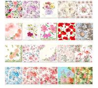 TEMU Juego de 20 servilletas florales variadas para decoración, con hermosos diseños de flores ideales para fiestas de cócteles, una con un tamaño de 6.5 pulgadas, con 20 estilos diferentes