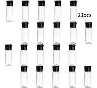 TEMU Juego de 20 Tarros de Especias de Plástico Negro - Ideal para Condimentos de BBQ, Almacenamiento de - Accesorios Esenciales de Cocina