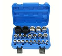TEMU Juego de 21 Piezas de Herramientas de Reparación, Juego de Sockets Hexagonales y de Estriado con Organizador, Kit de Herramientas de Reparación de Sockets Hexagonales de 1/2" 8-36mm