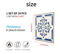 TEMU Juego de 24 Pegatinas para Azulejos Estilo Español Portugués Autoadhesivas y Despegables, Tamaño 10*10cm x 15*15cm, Calcomanías Vinílicas Impermeables Adecuadas para Baño y Cocina